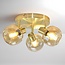 Round gold ceiling light with amber glass, 3-bulb - Jenthe