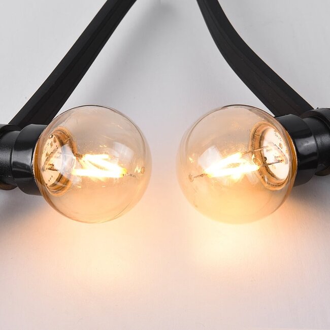 2-watt outdoor string lights with triangle-shape LED bulbs - dimmable option