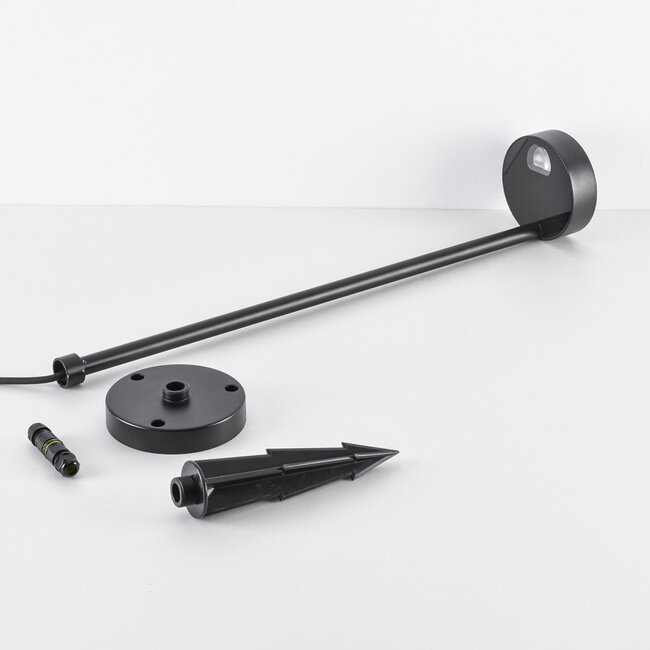 Outdoor floor lamp Tyra with ground spike - black with integrated LED