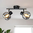 Modern ceiling light black with smoked glass, 2-bulb - Jenthe