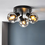 3-bulb black ceiling light with smoked glass - Jenthe