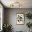 Modern gold ceiling light with amber glass, 2-bulb - Jenthe