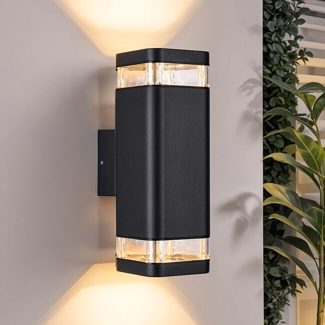 Black wall lamp outdoor Mario, two-sided