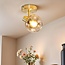 Gold ceiling light with amber glass, 1-bulb - Jenthe