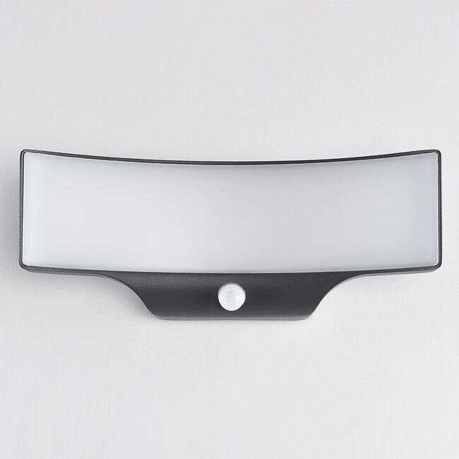 Outdoor wall light Graham with sensor - black integrated LED
