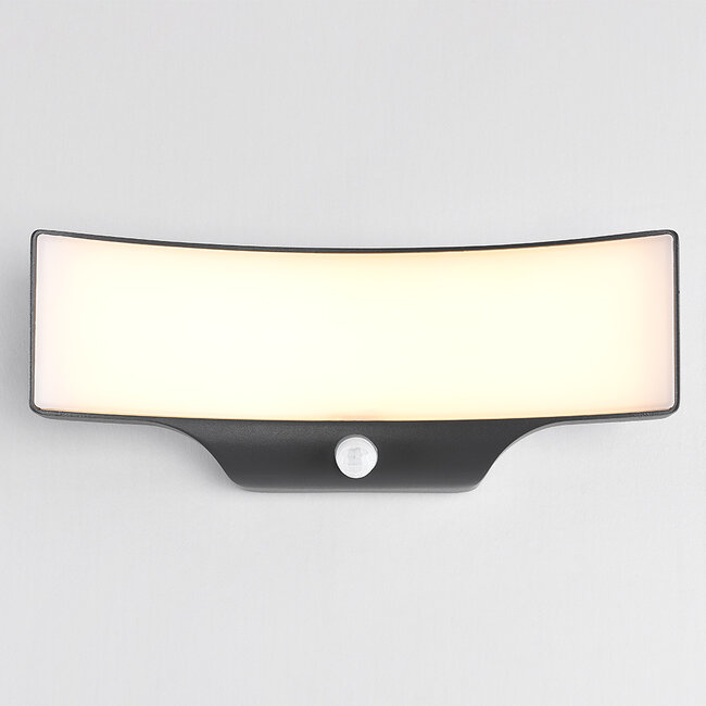 Outdoor wall light Graham with sensor - black integrated LED