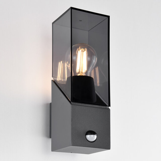Industrial outdoor wall light Jasper with sensor - anthracite