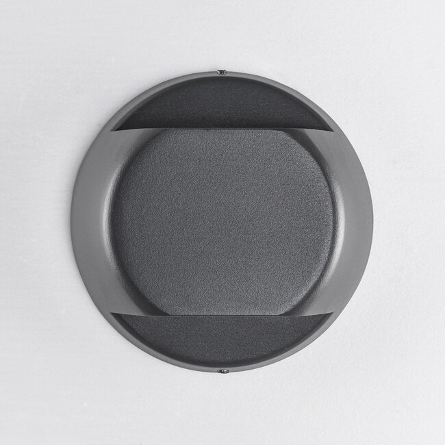 Round outdoor wall light Geoffrey - black with integrated LED