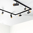 Modern 1-phase track lighting system, 3 metres, with Liam spotlights with golden detailing