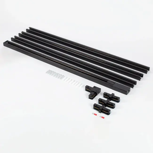 Modern 1-phase track lighting system, 3 metres, with Liam spotlights with golden detailing