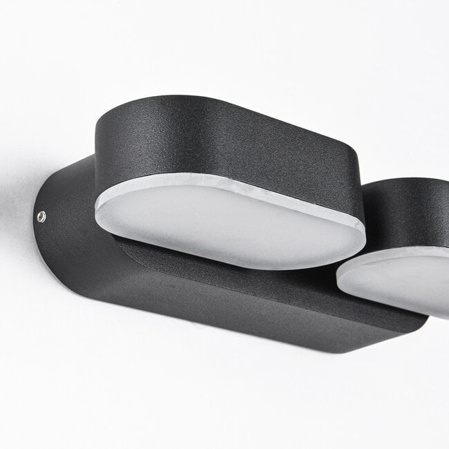 Adjustable 2-light outdoor wall light Stan - black with integrated LED