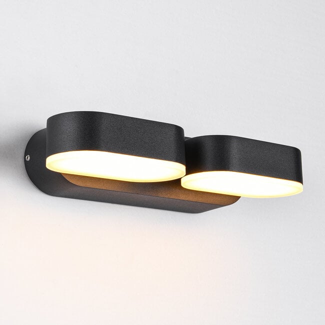 Adjustable 2-light outdoor wall light Stan - black with integrated LED