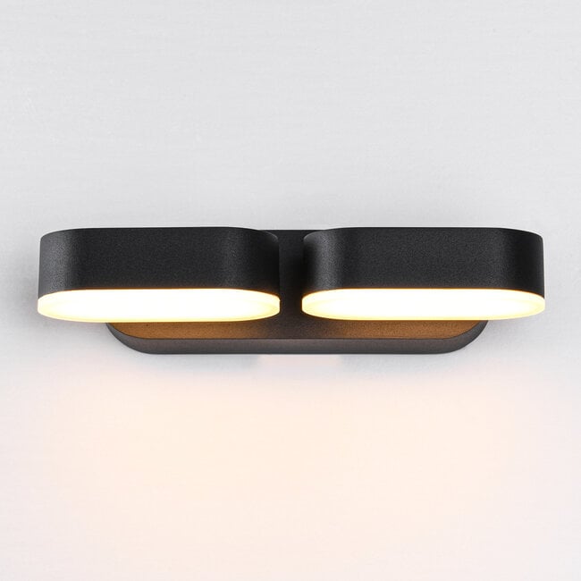Adjustable 2-light outdoor wall light Stan - black with integrated LED