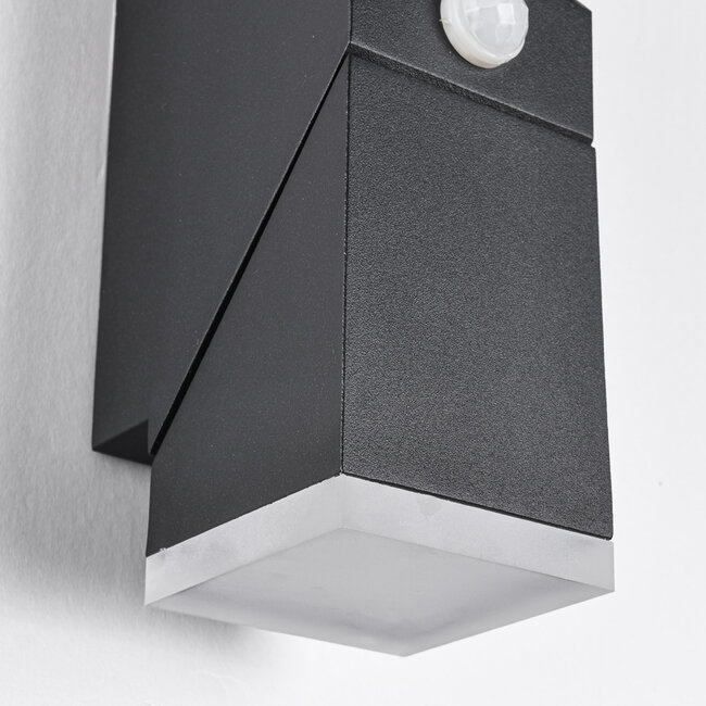 2-light adjustable outdoor wall lamp Michael with sensor - black with integrated LED