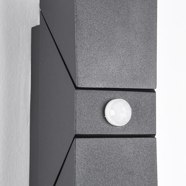 2-light adjustable outdoor wall lamp Michael with sensor - black with integrated LED