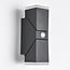 2-light adjustable outdoor wall lamp Michael with sensor - black with integrated LED