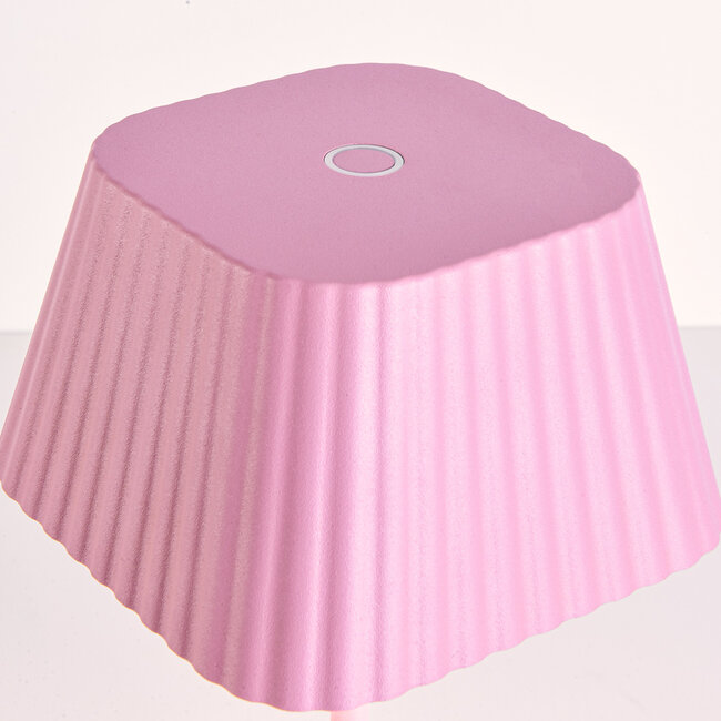 Rechargeable table lamp Tessa in matte pink, dimmable