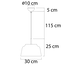 Modern hanging lamp in black with gold tone - New York