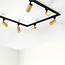 Modern 1-phase track lighting system, 3 metres, Black with oak wood effect - Loek