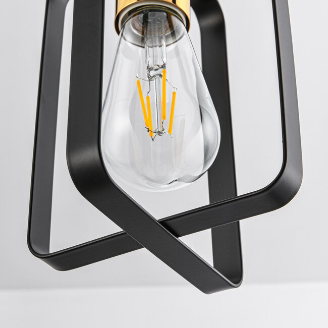 Industrial pendant light Pisa - black and gold