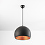 Modern round pendant lamp in black with gold 35cm - Goldy