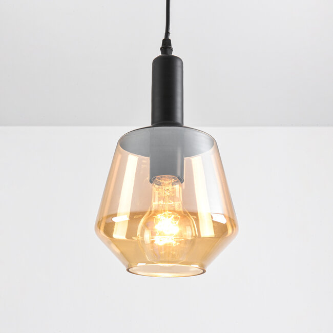 pendant light Mala - amber glass diamond shape