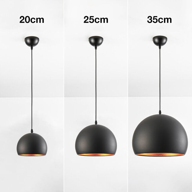Modern round pendant lamp Goldy in black and gold