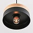 Wooden pendant light Evie with iron rim - wood and black