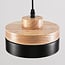 Wooden pendant light Evie with iron rim - wood and black