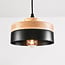 Wooden pendant light Evie with iron rim - wood and black
