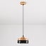 Wooden pendant light Evie with iron rim - wood and black