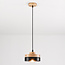 Wooden pendant light Evie with iron rim