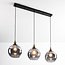 Modern pendant light Katie with smoked glass, 3-bulb