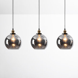 Katie pendant lamp with smoked glass, 3-light