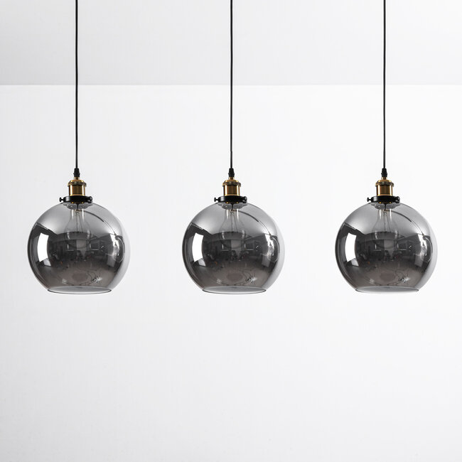 3-light pendant light Katie with smoked glass