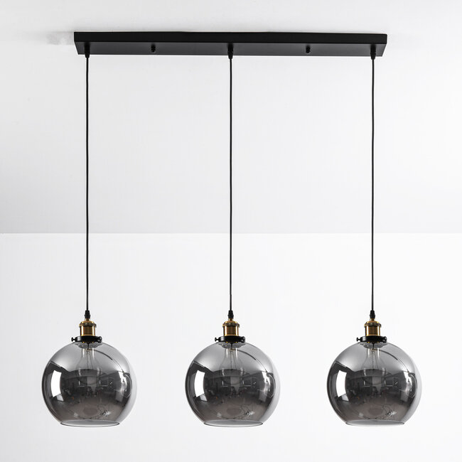 Pendant light Katie with smoked glass, 3-light
