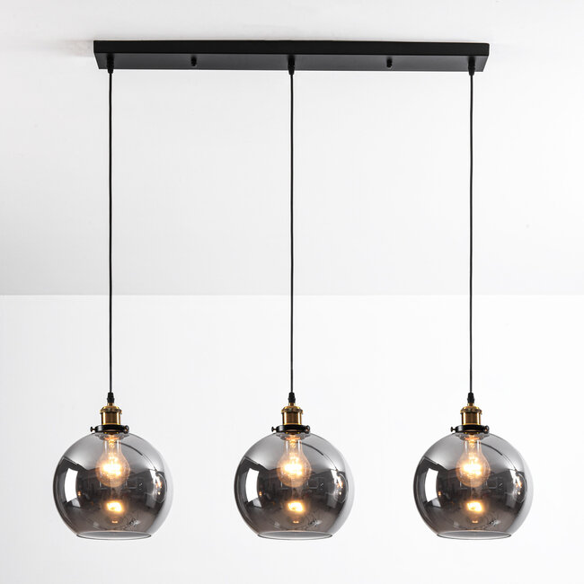 Pendant light Katie with smoked glass, 3-light