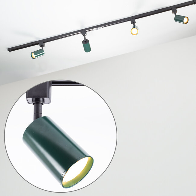 1-phase track lighting system 1.5 metres - Romain black with moss green