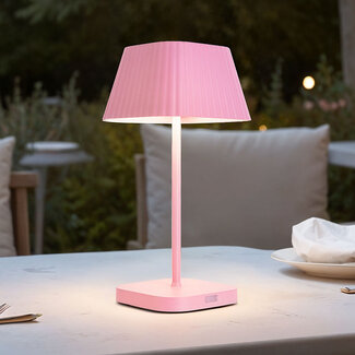 Rechargeable table lamp Tessa in matte pink, dimmable