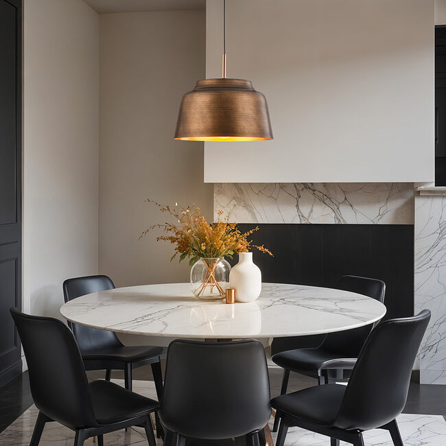 Modern hanging lamp in black with gold tone - New York