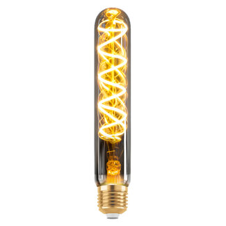 Dimmable E27 LED tube light bulb in smoked mirror glass with spiral 18.5 cm, 4W, 1700K