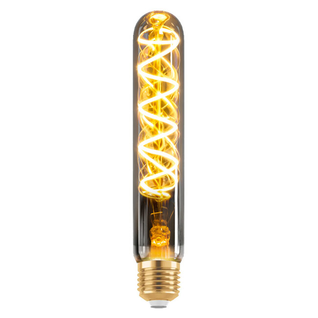 Dimmable E27 LED tube light bulb in smoked mirror glass with spiral 18.5 cm, 4W, 1700K