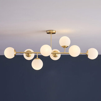 Designer ceiling light with frosted glass, copper 8-bulb - Osem