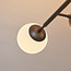 8-light ceiling light Osem - black with milk-white glass globes