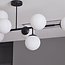8-light ceiling light Osem - black with milk-white glass globes