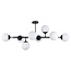 8-light ceiling light Osem - black with milk-white glass globes