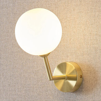 Wall light with opal glass, copper - Runda