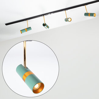 1-phase track lighting system 1.5 metres blue with gold - Remi