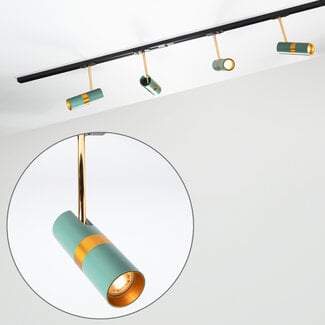 1-phase track system set 1.5 metres with Remi spotlights, blue and gold