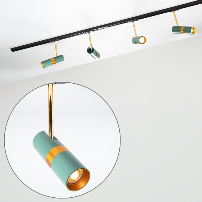 1-phase track lighting system 1.5 metres blue with gold - Remi